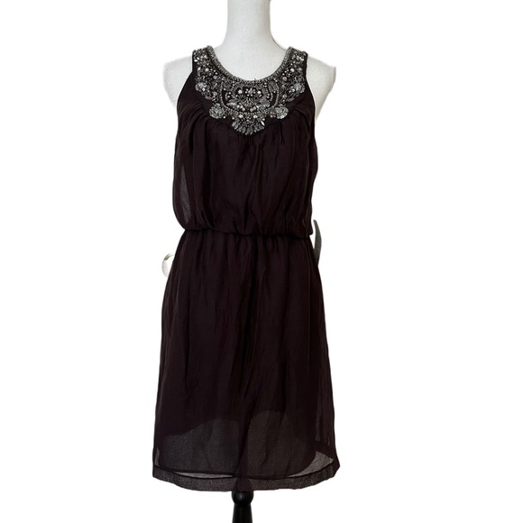 NWT Suzi Chin For Maggy Boutique Chocolate Color Dress, Sz 6 - Picture 1 of 14